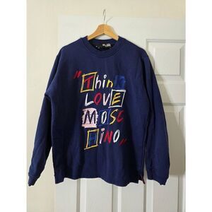 Love Moschino Logo Embroidered Blue Sweatshirt M